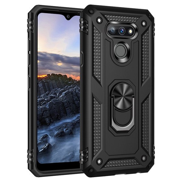 Wholesale LG Harmony 4 / Premier Pro Plus / K41 Tech Armor Ring Grip Case with Metal Plate (Black)